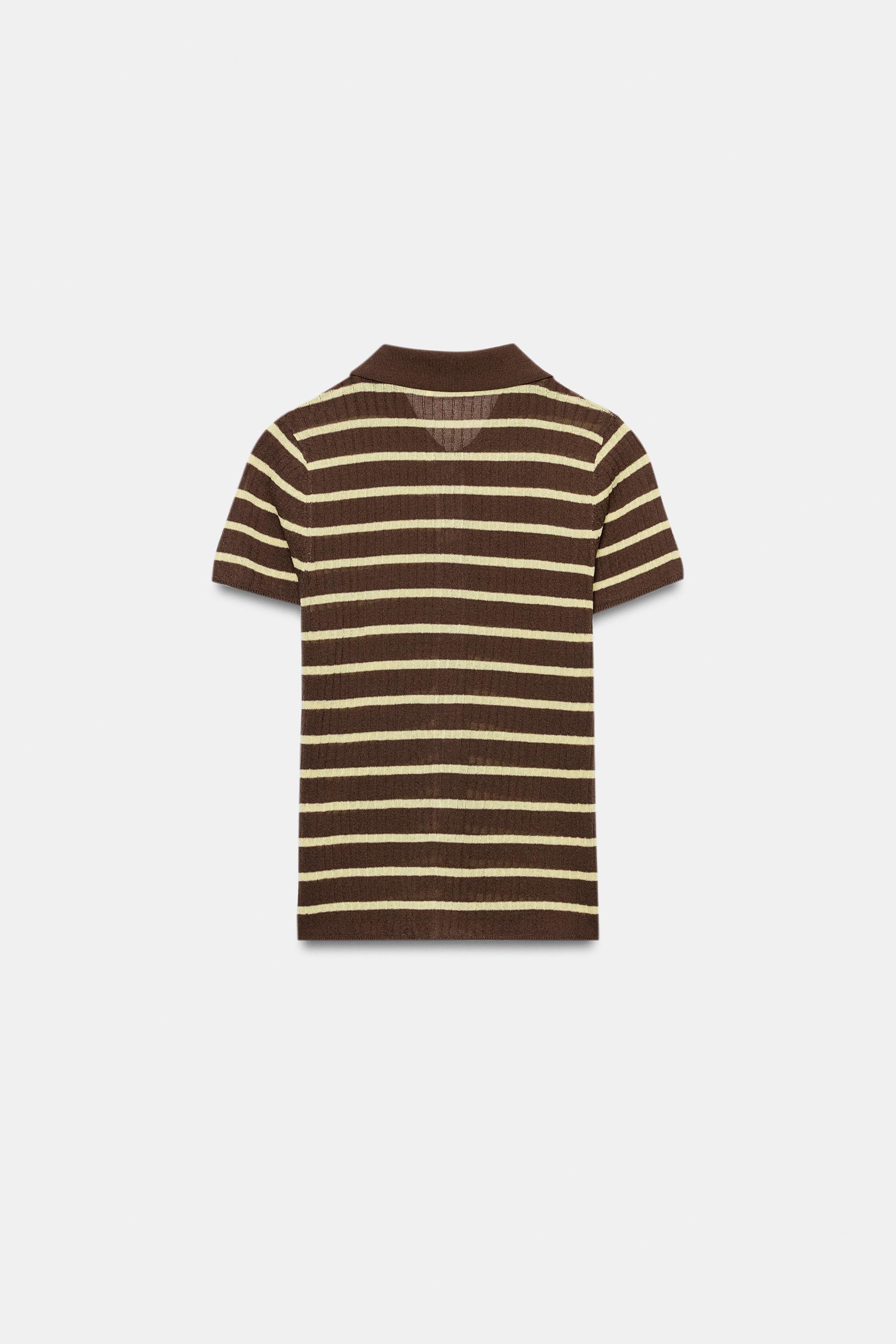 STRIPED POLO NECK TOP